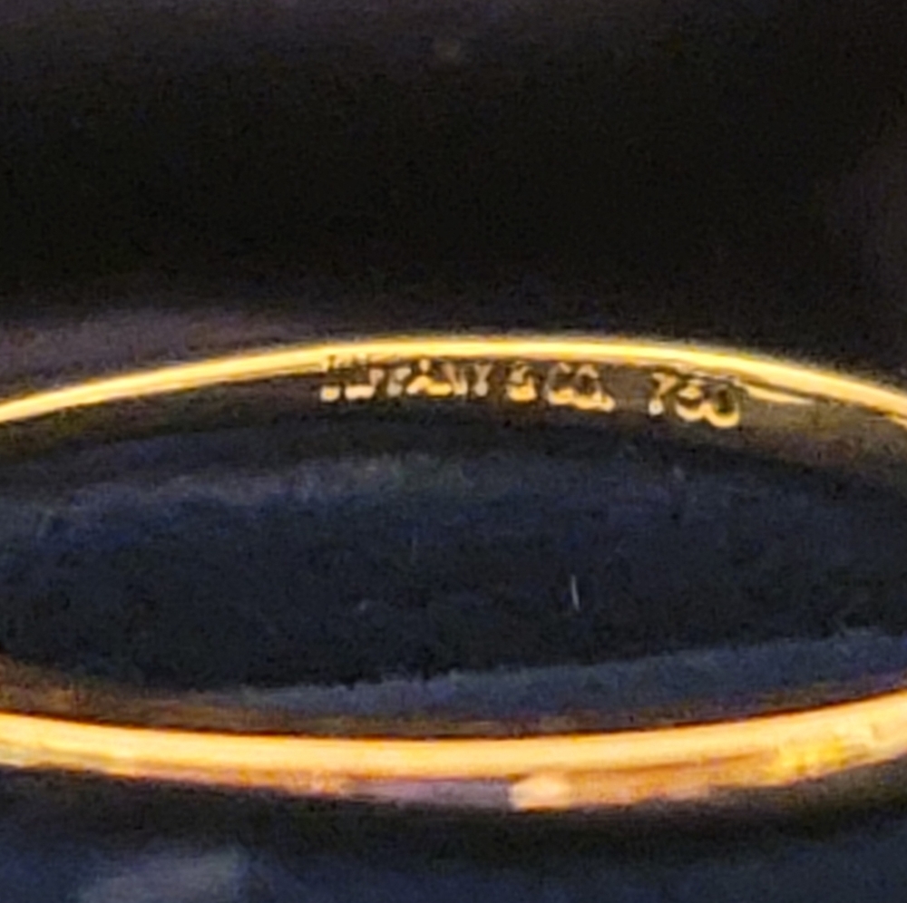 Tiffany & Co. 18K Yellow Gold Pearl & Blue Sapphire Ring 9 1/2 - Picture 2 of 16